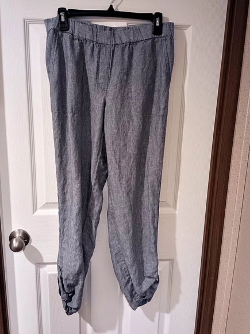 Pure Jill Linen Ankle Pants in Gray Small